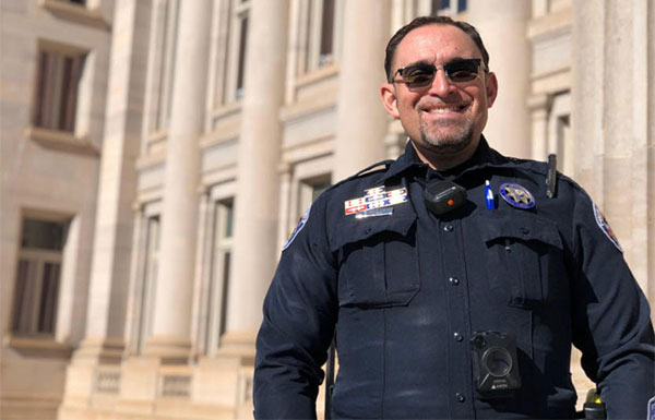 Pueblo County Sheriff's Deputy Brad Riccillo and other deputies will shave their heads[br]in March to raise money for child cancer research. [CHIEFTAIN PHOTO/ANTHONY A. MESTAS]